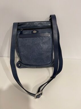 The trend Navy Leather Crossbody Bag -